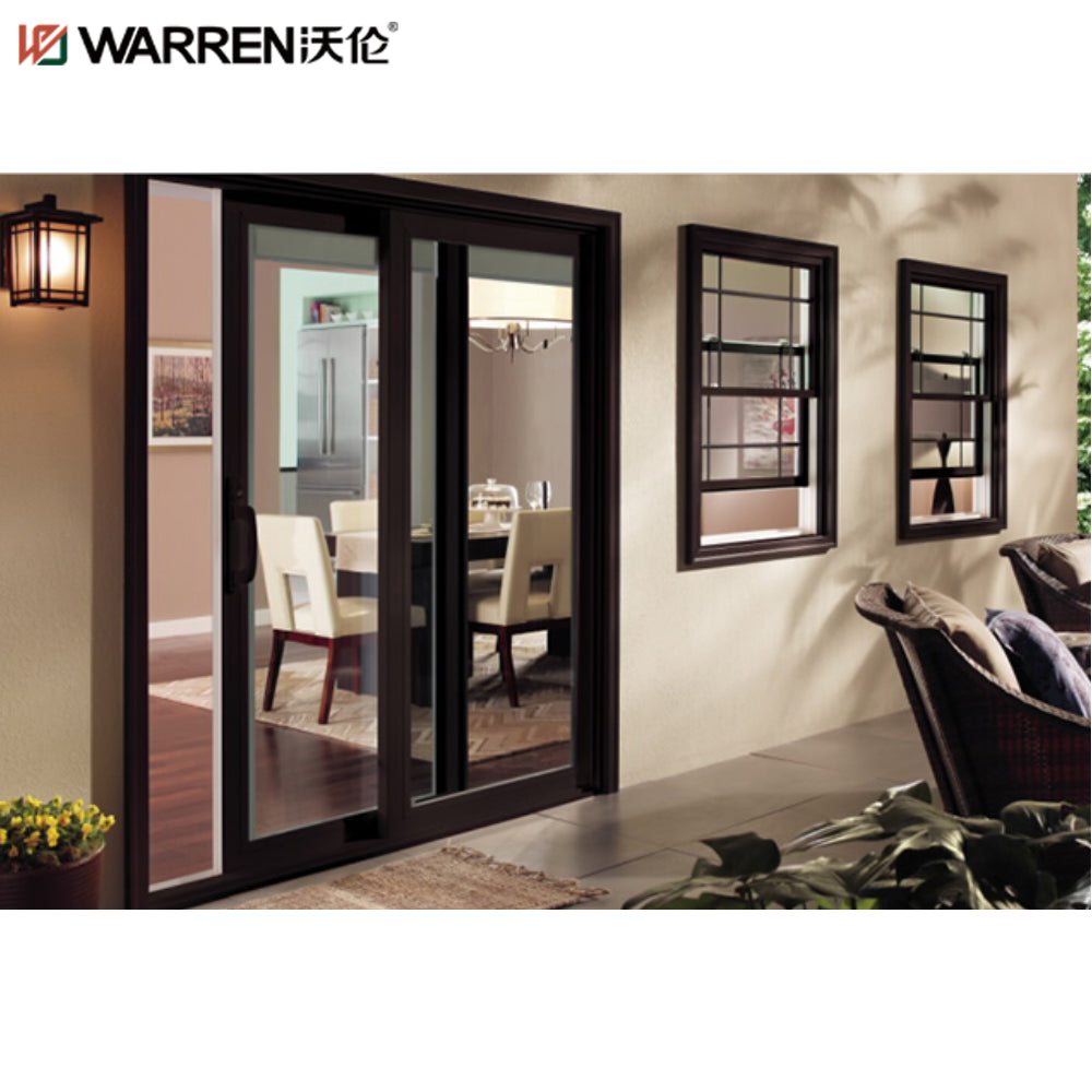 Warren 96x80 Sliding Patio Door With Blinds Black Frosted Glass Door Smart Glass Door Slide Aluminum
