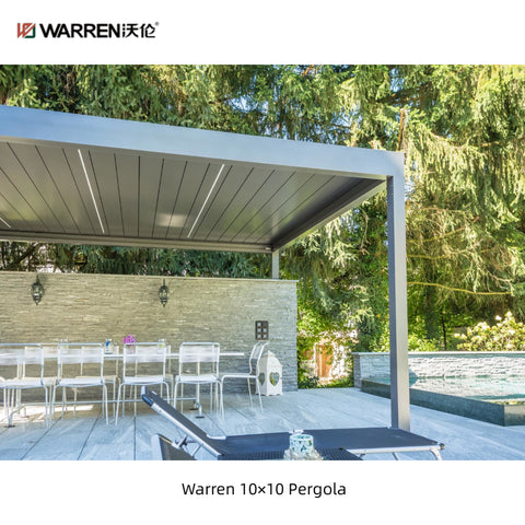 Warren 10x10 flat top pergola with aluminum alloy louvered roof